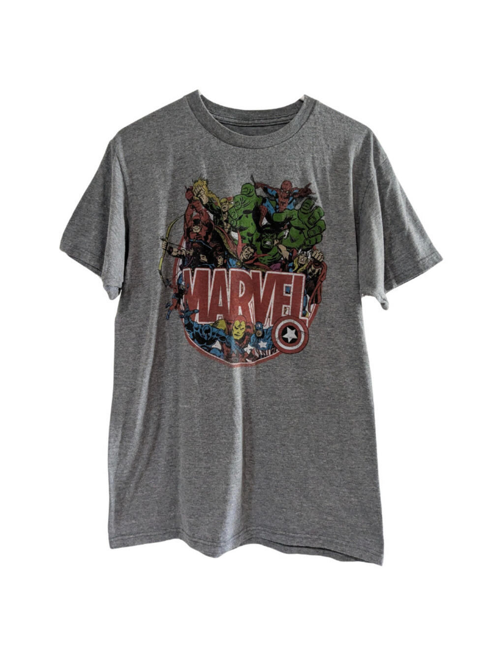 Marvel Men's Superhero T-Shirt, Medium, Gray, Hulk, Captain America, Spiderman